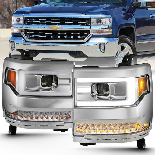 Chevy Silverado Headlights, Silverado 1500 Headlights, 16-18 Silverado Headlights, Silverado 16-18 Headlights, 1500 Silverado Headlights, Anzo Headlights, Black Headlights, Projector Headlights, Projector Plank Headlights, Headlights
