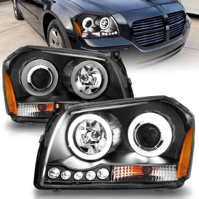 Dodge Magnum Projector Headlights, Magnum Projector Headlights, 2005-2007 Projector Headlights, Black Projector Headlights, Anzo Projector Headlights, LED Projector Headlights