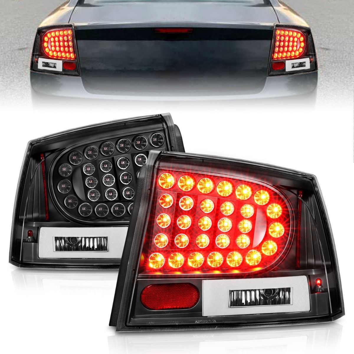 Dodge Charger Tail Lights, Charger Tail Lights, 2006-2010 Tail Lights, Black Tail Lights, Anzo Tail Lights, LED Tail Lights