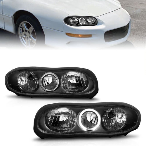 CHEVY HEADLIGHTS, CHEVY CAMARO HEADLIGHTS, CHEVY 98-02 HEADLIGHTS, CRYSTAL HEADLIGHTS, BLACK HEADLIGHTS, Anzo HEADLIGHTS