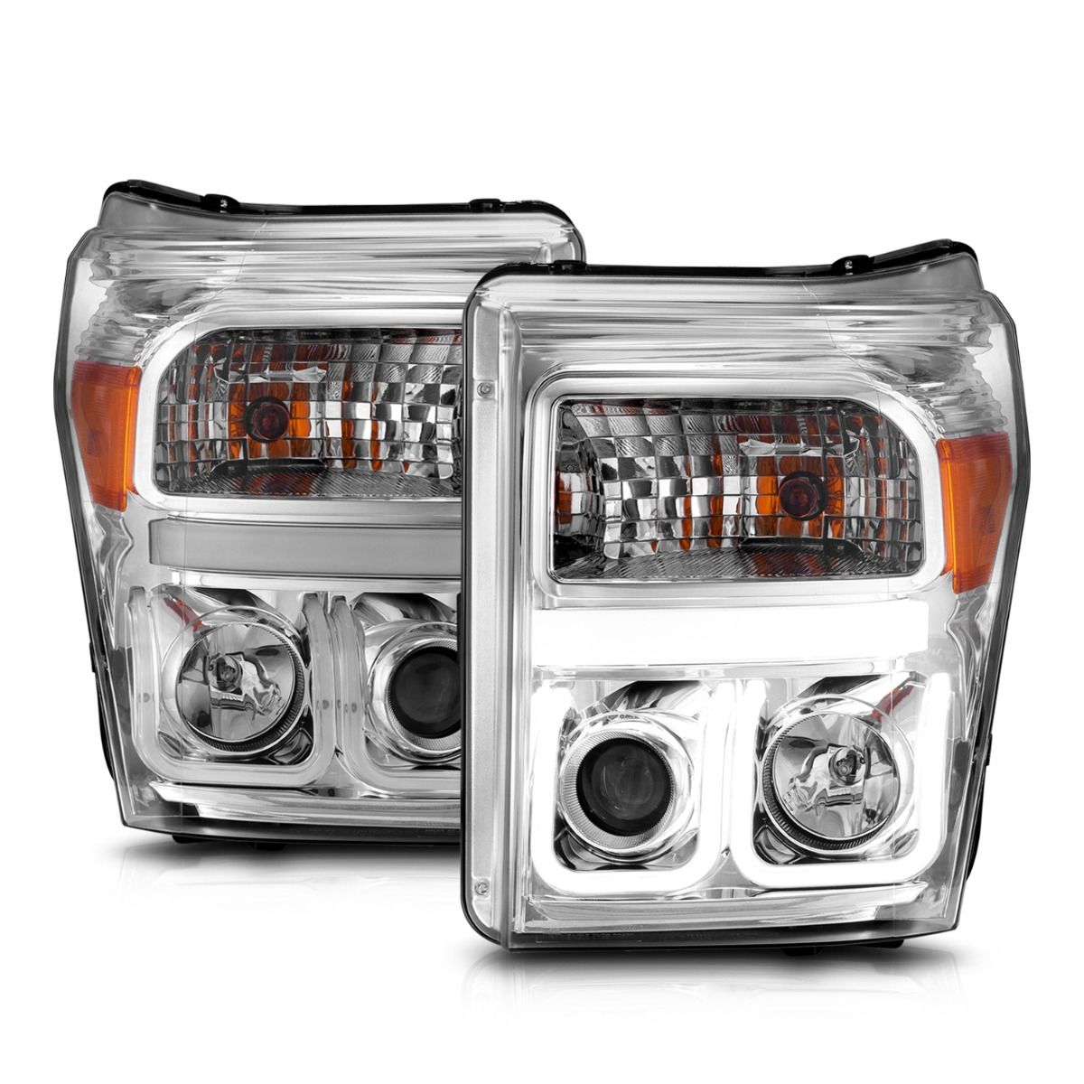Ford Projector Headlights, Ford F Projector Headlights, Ford F 250 Headlights, Ford F 350 Headlights, Ford F 450 Headlights, Ford F 550 Headlights, Projector Headlights, Ford 11-16 Headlights, Chrome Clear Projector Headlights, Anzo Projector Headlights