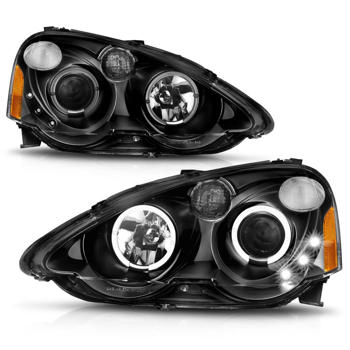 Acura Projector Headlights, Acura Rsx Headlights, Rsx 02-04 Headlights, Black Projector Headlights, Anzo Projector Headlights
