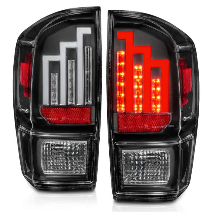 Toyota Tail Lights, Toyota Tacoma Tail Lights, Toyota 16-22 Tail Lights, Tail Lights, Black Housing Tail Lights, Anzo Tail Lights