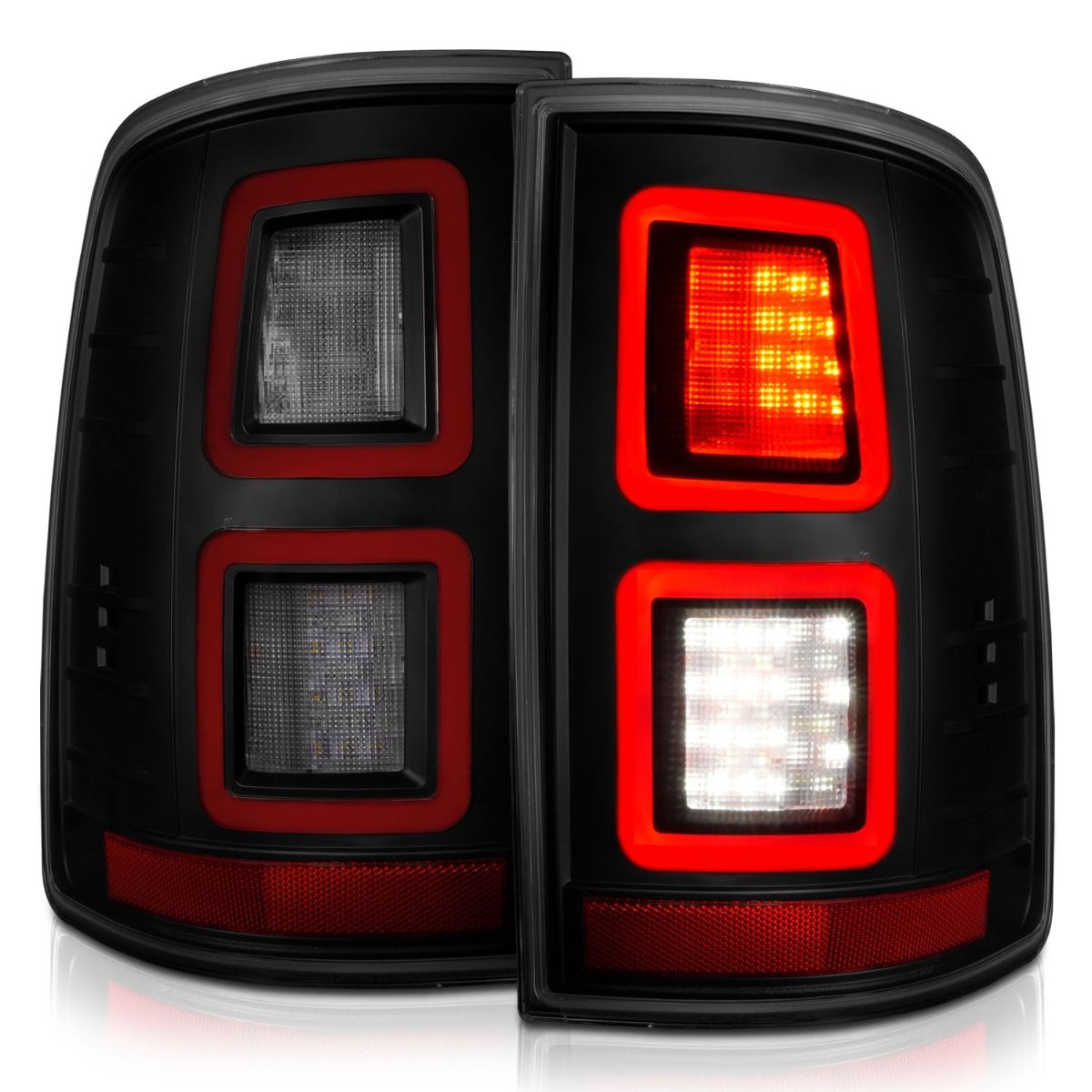 Dodge Ram Tail Lights, Ram 1500 Tail Lights, Ram 2500 Tail Lights, Ram 3500 Tail Lights, 2009-2018 Tail Lights, Black Tail Lights, Anzo Tail Lights, LED Tail Lights