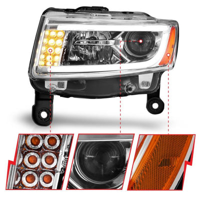 Jeep Projector Headlights, Grand Projector Headlights, Cherokee 14-15 Headlights, Projector Headlights, Chrome Projector Headlights, Anzo Projector Headlights,