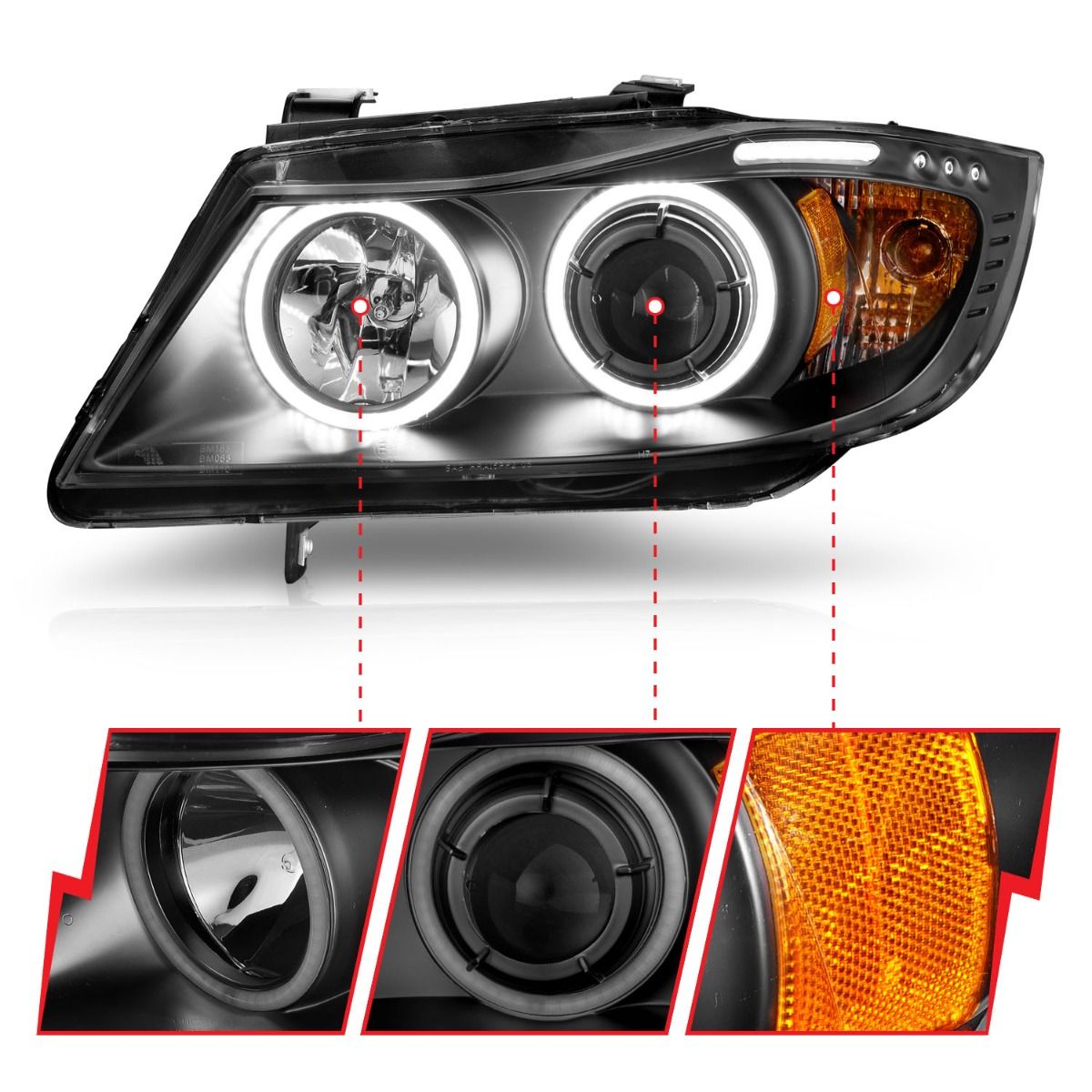 BMW 3 Series Headlights, 3 Series Headlights,  BMW Headlights,06-08 BMW Headlights, Anzo Headlights, Projector Headlights, Black Headlights, BMW 3 Series,  3 Series Headlights,