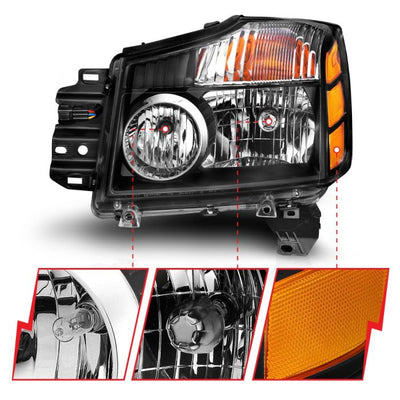 Nissan Headlights, Nissan Armada Headlights,  Nissan Titan Headlights, Nissan 04-07 Headlights, Nissan 04-15 Headlights, Black Headlights, Anzo Headlights, Headlights 