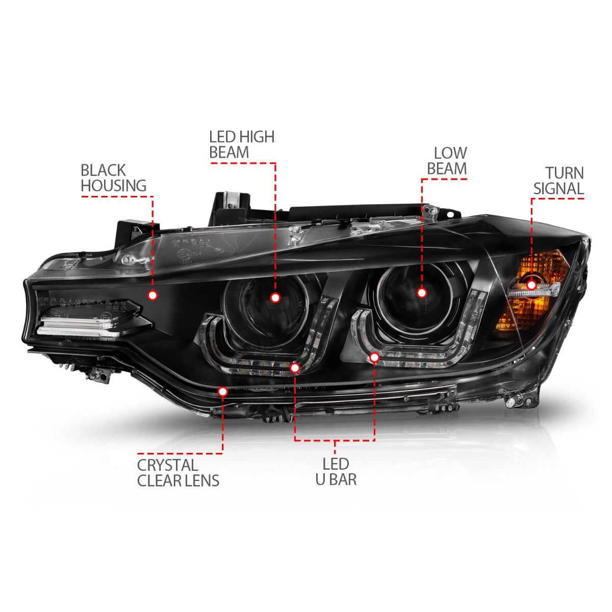 BMW 3 Series Headlights, 3 Series Headlights,  BMW Headlights,12-15 BMW Headlights, Anzo Headlights, Projector Headlights, Black Headlights, BMW 3 Series, 3 Series