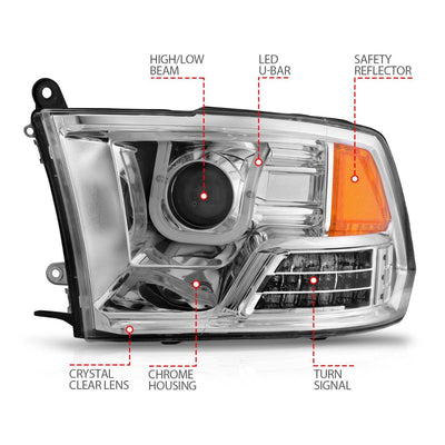 Dodge Ram Projector Headlights, Ram 1500 Projector Headlights, Ram 2500 Projector Headlights, Ram 3500 Projector Headlights, 2009-2018 Projector Headlights, Chrome Projector Headlights, Anzo Projector Headlights, LED Projector Headlights