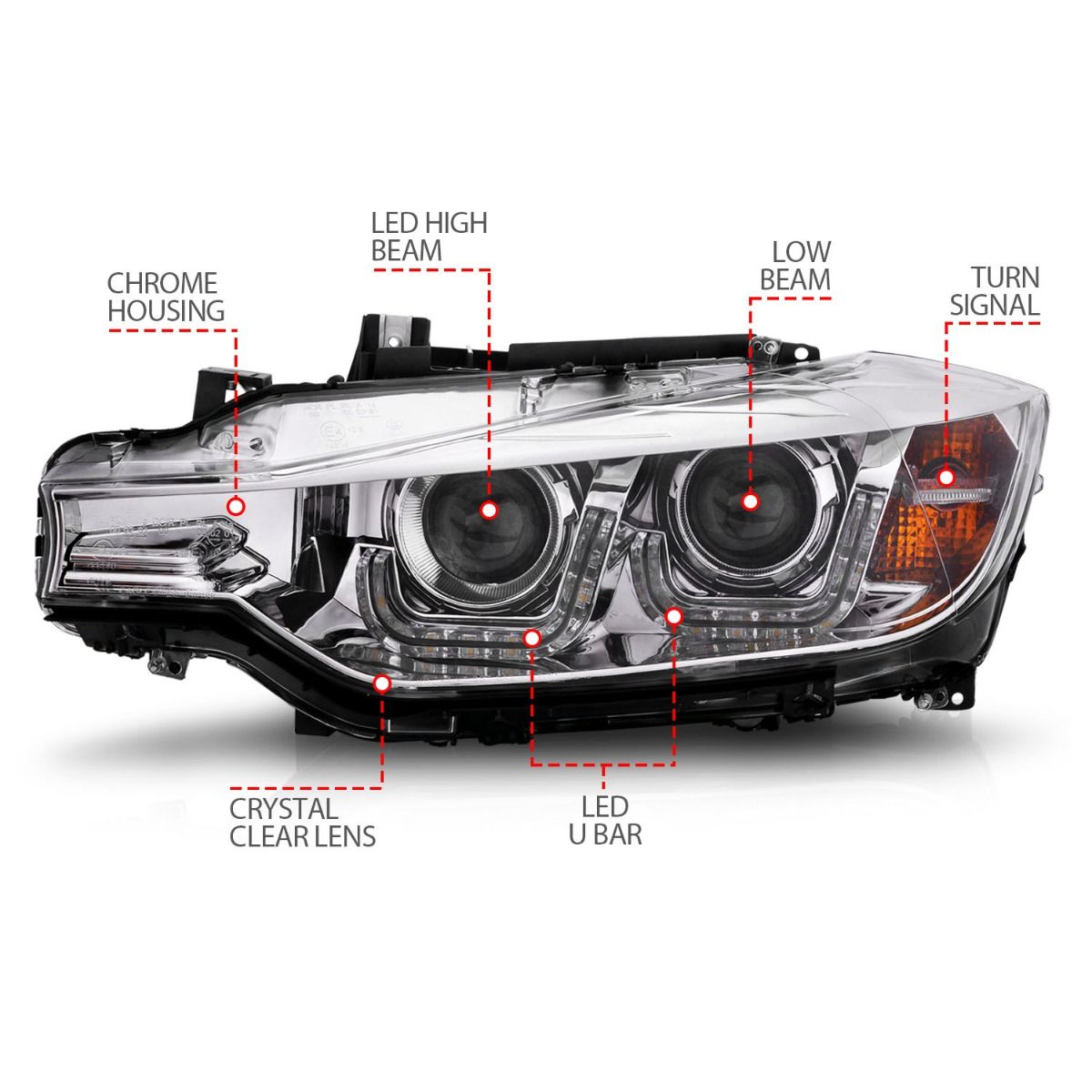 BMW 3 Series Headlights, 3 Series Headlights,  BMW Headlights,12-15 BMW Headlights, Anzo Headlights, Projector Headlights, Chrome Headlights, BMW 3 Series,  3 Series Headlights,