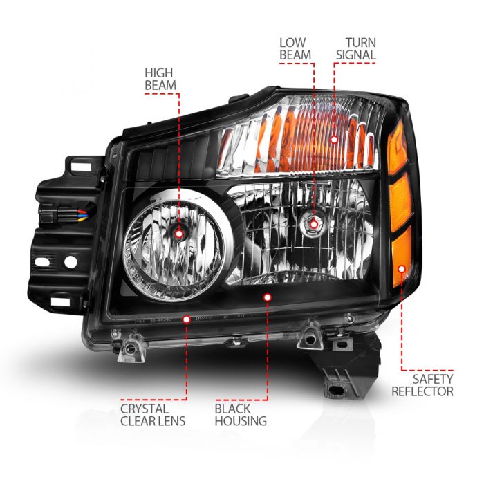 Nissan Headlights, Nissan Armada Headlights,  Nissan Titan Headlights, Nissan 04-07 Headlights, Nissan 04-15 Headlights, Black Headlights, Anzo Headlights, Headlights 