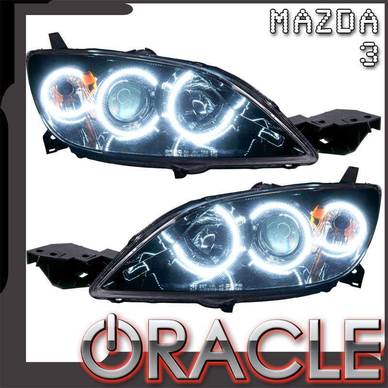 Oracle Lighting 2004-2009 Mazda 3 Pre-assembled SMD Halo Headlights - 4DR Halogen Style