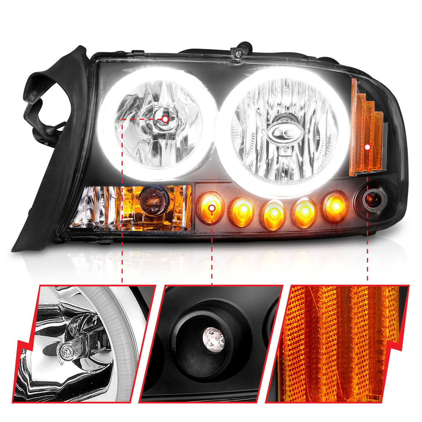 Dodge Headlights, Dakota Headlights, Durango Headlights, Headlights, Black Headlights 