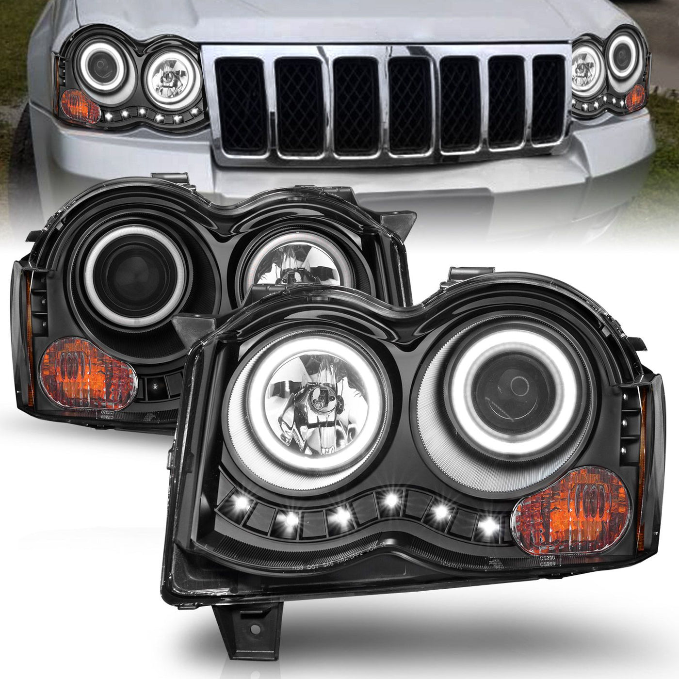 Jeep Projector Headlights, Jeep Grand Headlights, Cherokee Projector Headlights, Jeep 08-10 Headlights, Black Projector Headlights, Anzo Projector Headlights, Headlights