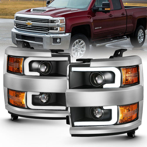 Chevy Silverado Headlight, Silverado Headlight, Silverado 15-19 Headlight, Silverado 2500hd Headlight, Silverado 3500hd Headlight, Projector Headlight, Black Headlight, Headlight, Projector Plank Headlight