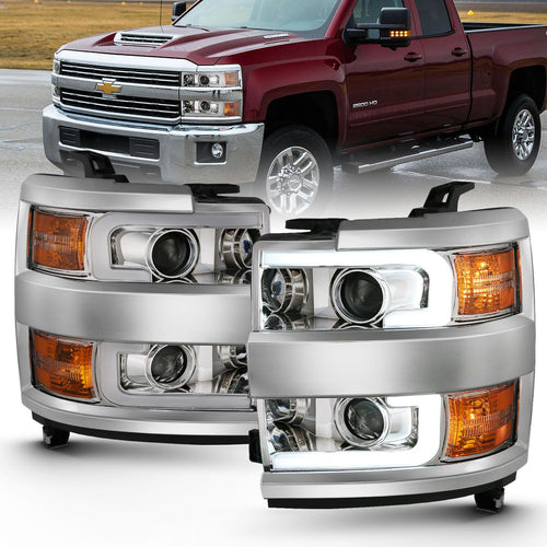 Chevy Silverado Headlight, Silverado Headlight, Silverado 15-19 Headlight, Silverado 2500hd Headlight, Silverado 3500hd Headlight, Projector Headlight, Chrome Headlight, Headlight, Projector Plank Headlight