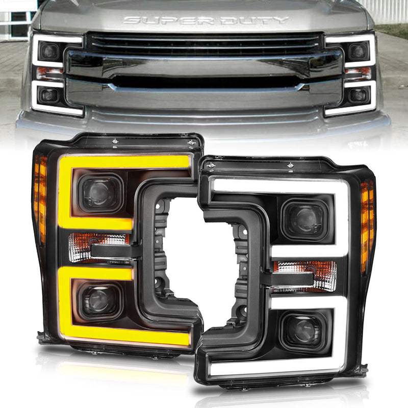 Ford Projector Headlights, Ford F250 Headlights, Ford F350 Headlights, Ford F450 Headlights, Ford 17-19 Headlights, Black Projector Headlights, Anzo Projector Headlights