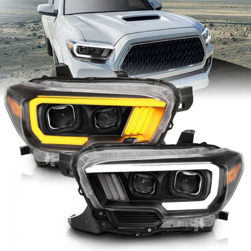 Toyota Projector Headlights, Toyota Tundra Headlights, Toyota 16-22 Headlights, Projector Headlights, Black Amber Projector Headlights, Anzo Projector Headlights
