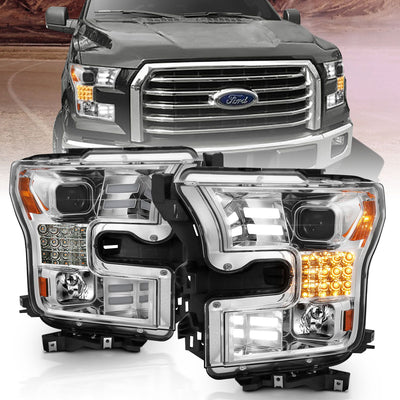 Ford Projector Headlights, Ford F 150 15 -17  Projector Headlights, Projector Headlights, Ford Chrome Projector Headlights, Led Style Light Bar