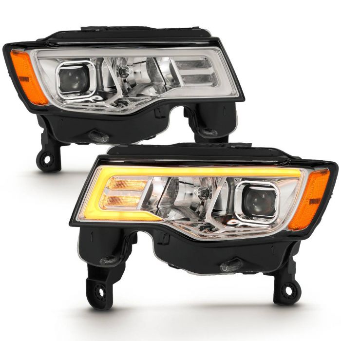 Jeep Projector Headlights, Jeep Grand Cherokee Headlights, Cherokee 17-22 Headlights, Plank Style Headlights, Projector Headlights, Chrome Projector Headlights, Anzo Projector Headlights