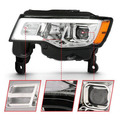 Jeep Projector Headlights, Jeep Grand Cherokee Headlights, Cherokee 17-22 Headlights, Plank Style Headlights, Projector Headlights, Chrome Projector Headlights, Anzo Projector Headlights