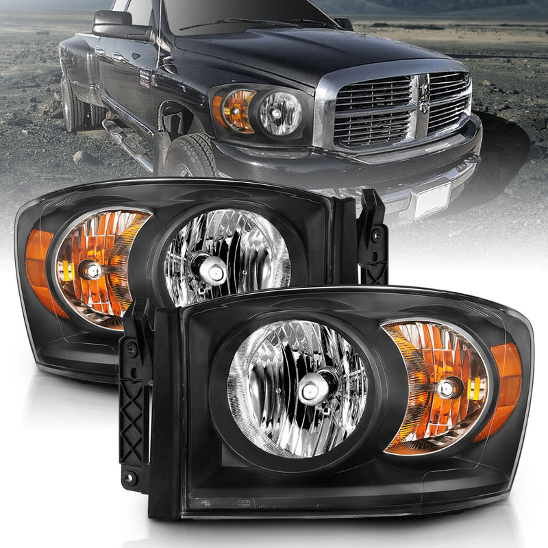 Dodge Ram Headlights, Ram 2500 Headlights, 2006-2008 Crystal Headlights, 2006-2009 Crystal Headlights, Black Crystal Headlights, Anzo Crystal Headlights, LED HCrystal Headlights