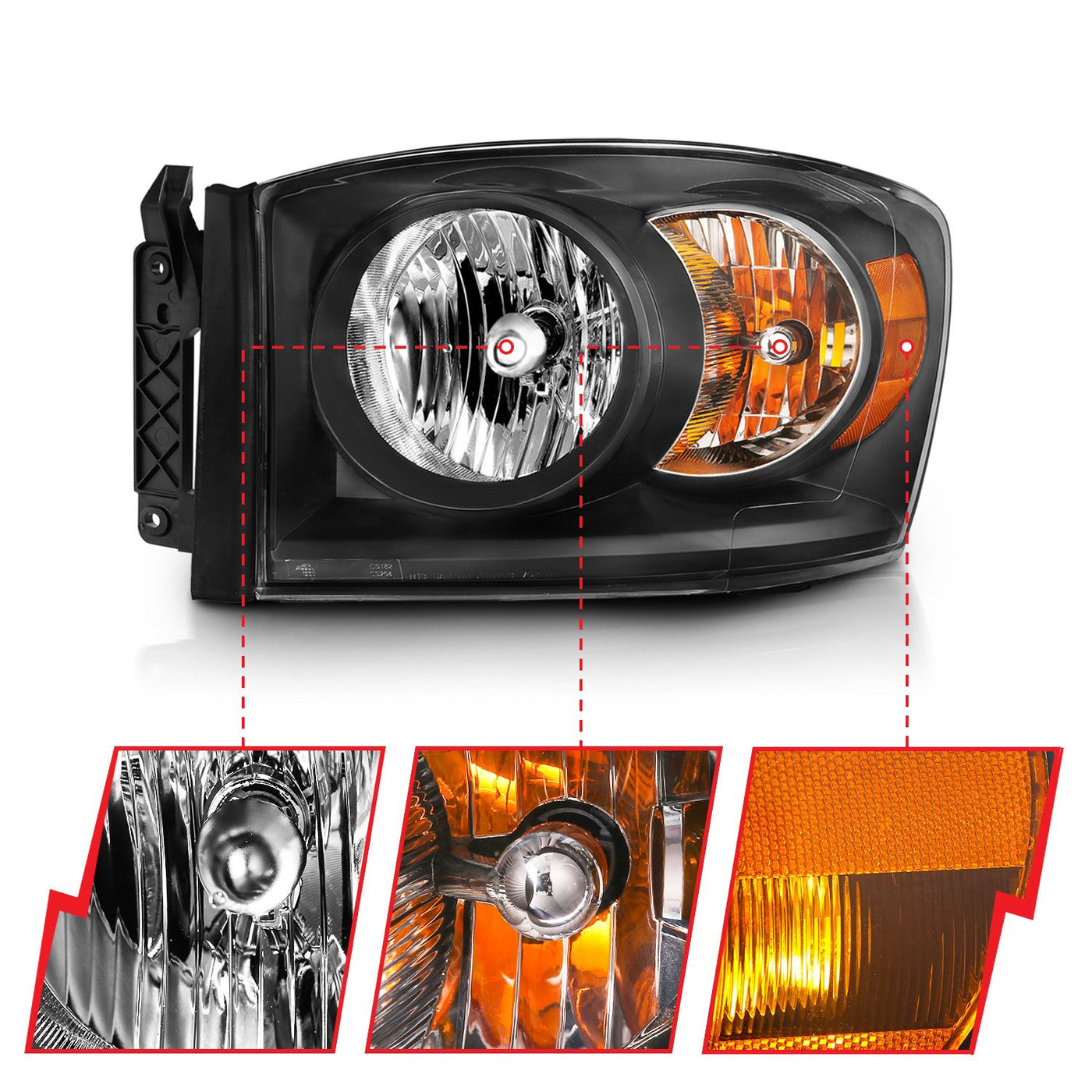 Dodge Ram Headlights, Ram 2500 Headlights, 2006-2008 Crystal Headlights, 2006-2009 Crystal Headlights, Black Crystal Headlights, Anzo Crystal Headlights, LED HCrystal Headlights