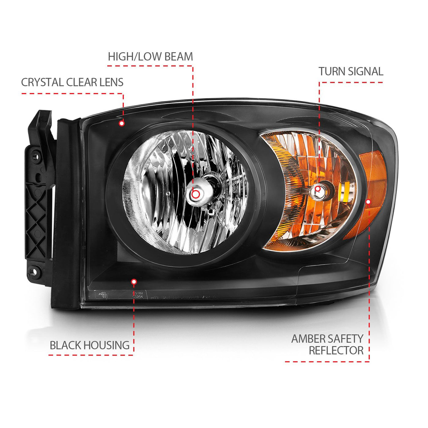 Dodge Ram Headlights, Ram 2500 Headlights, 2006-2008 Crystal Headlights, 2006-2009 Crystal Headlights, Black Crystal Headlights, Anzo Crystal Headlights, LED HCrystal Headlights