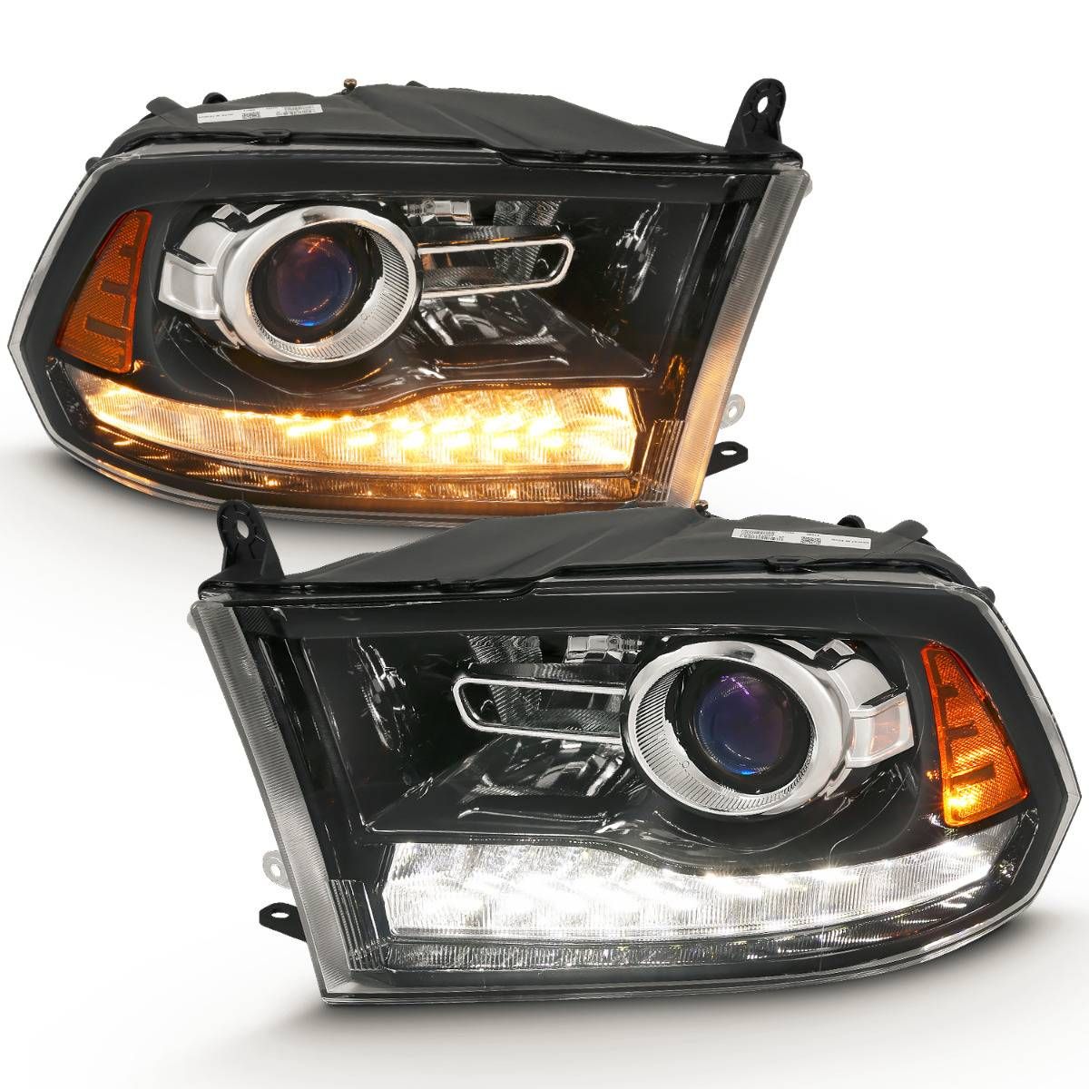 Dodge Ram Projector Headlights, Ram 1500 Projector Headlights, 2009-2018 Projector Headlights, Black Projector Headlights, Anzo Projector Headlights, LED Projector Headlights