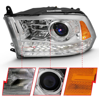 Dodge Ram Projector Headlights, Ram 1500 Projector Headlights, 2009-2018 Projector Headlights, Chrome Projector Headlights, Anzo Projector Headlights, LED Projector Headlights