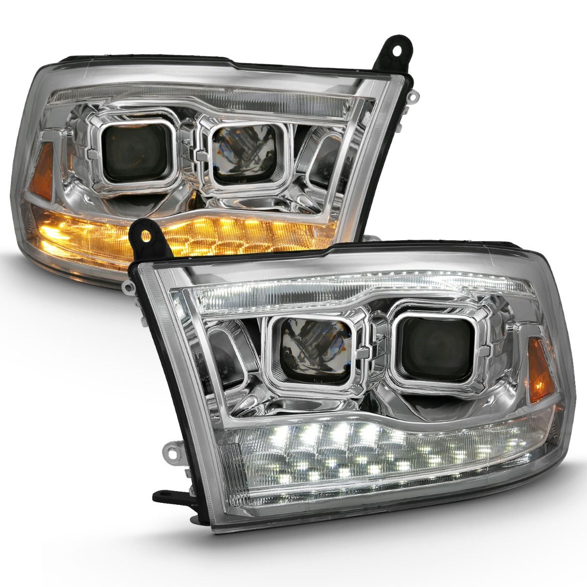 Dodge Ram Projector Headlights, Ram 1500 Projector Headlights, 2009-2018 Projector Headlights, Chrome Projector Headlights, Anzo Projector Headlights, LED Projector Headlights