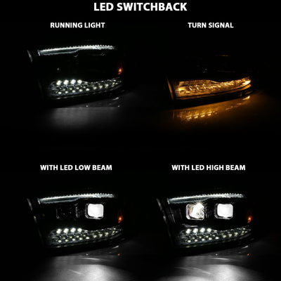 Dodge Ram Headlights, Ram 1500 Headlights, 2010-2018 Projector Headlights, Black Projector Headlights, Anzo Projector Headlights, LED Projector Headlights