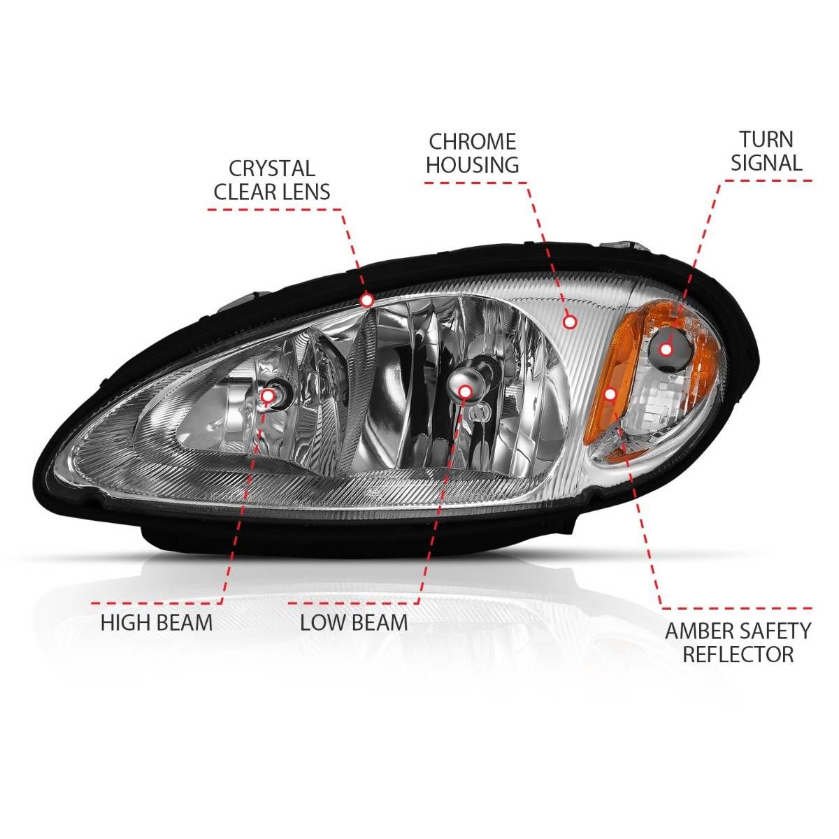 Chrysler Crystal Headlight, Chrysler PT Cruiser Crystal Headlight, Crystal Headlight, Chrysler  01-05 Crystal Headlight, Chrysler  Chrome Headlight 