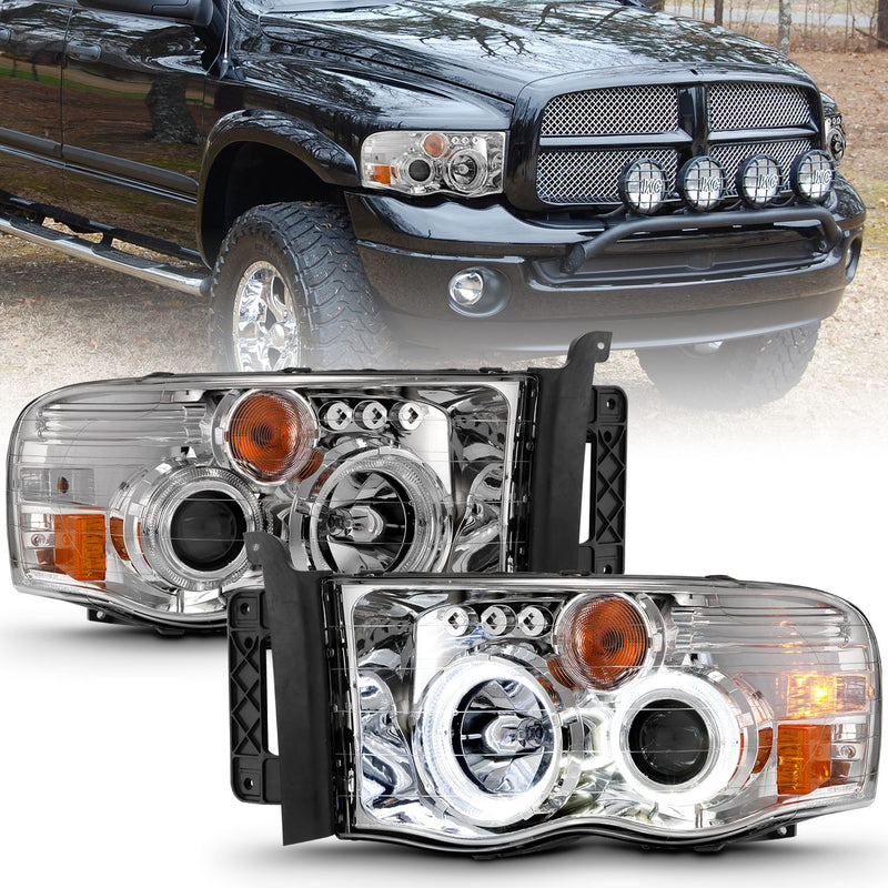 Dodge Ram Projector Headlights, Ram 1500 Projector Headlights, 2005-2005 Projector Headlights, Chrome Projector Headlights, Anzo Projector Headlights, LED Projector Headlights