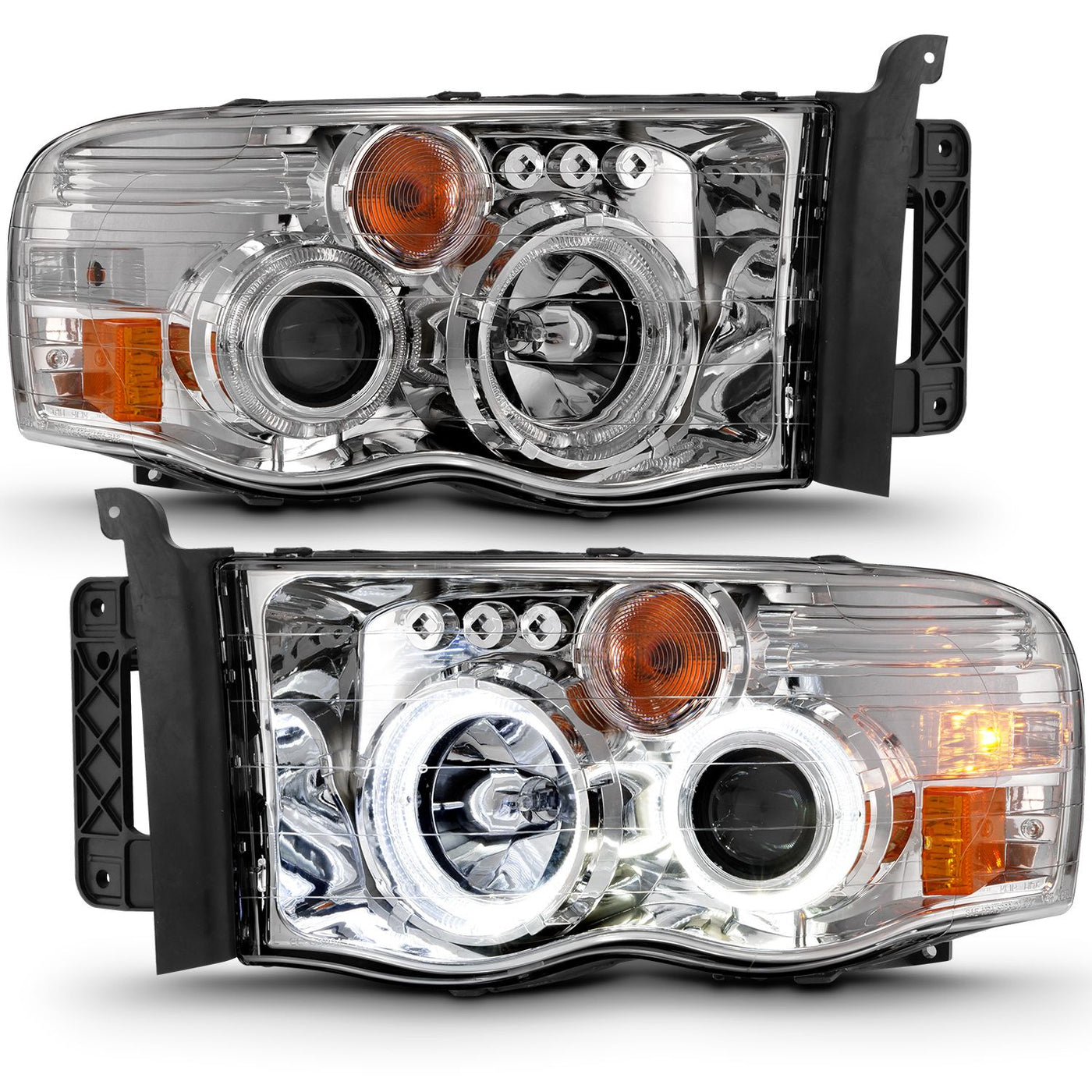 Dodge Ram Projector Headlights, Ram 1500 Projector Headlights, 2005-2005 Projector Headlights, Chrome Projector Headlights, Anzo Projector Headlights, LED Projector Headlights