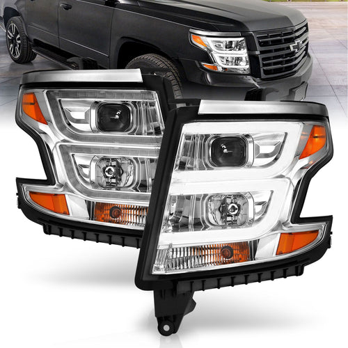 Chevy Tahoe Headlight, Chevy Suburban Headlight, Tahoe Headlight, Tahoe 15-20 Headlight, Suburban 15-20 Headlight, Headlight, Anzo Headlight, Chrome Headlight, Projector C Bar Headlight