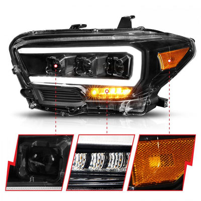 Toyota Projector Headlights, Toyota Tacoma Headlights, Toyota 16-22 Headlights, Full Led Projector Headlights, Black Amber Projector Headlights, Anzo Projector Headlights