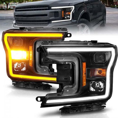 Ford Projector Headlights, Ford F-150 Headlights, Ford 18-20 Headlights, Projector Headlights, Plank Style Headlights, Black Projector Headlights, Anzo Projector Headlights