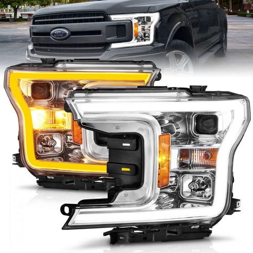 Ford Projector Headlights, Ford F-150 Headlights, Ford 18-20 Headlights, Projector Headlights, Plank Style Headlights, Chrome Projector Headlights, Anzo Projector Headlights