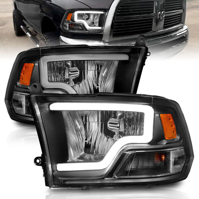 Dodge Ram Headlights, Ram 2500 Headlights, 2009-2018 Headlights, 2010-2018 Headlights, Black Halogen Headlights, Anzo Halogen Headlights, LED Halogen Headlights