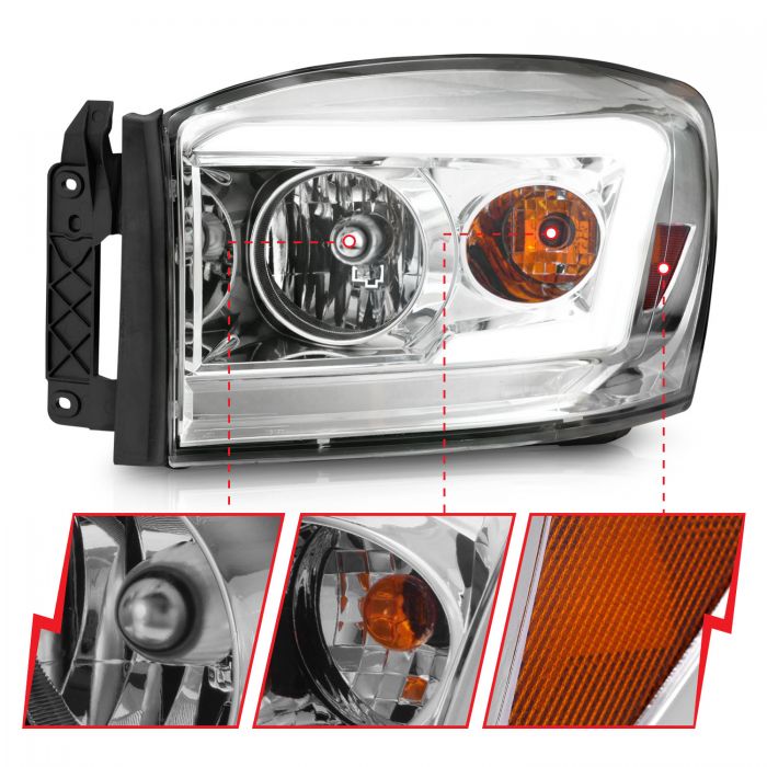 Dodge Crystal Headlights, Ram 1500, Ram 2500, Ram 3500, Dodge 06-08 Crystal Headlights, Dodge 06-09 Crystal Headlights, Crystal Headlights, Dodge Chrome Headlights 