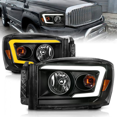 Dodge Crystal Headlights, Ram 1500, Ram 2500, Ram 3500, Dodge 06-09 Crystal Headlights, Switchback Crystal Headlights, Dodge Black Headlights 