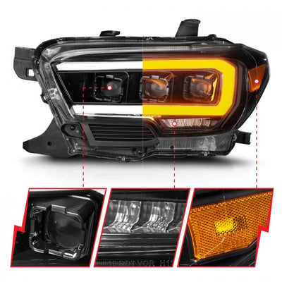 Toyota Projector Headlights, Toyota Tacoma Headlights, Toyota 16-22 Headlights, Projector Headlights, Black Projector Headlights, Anzo Projector Headlights