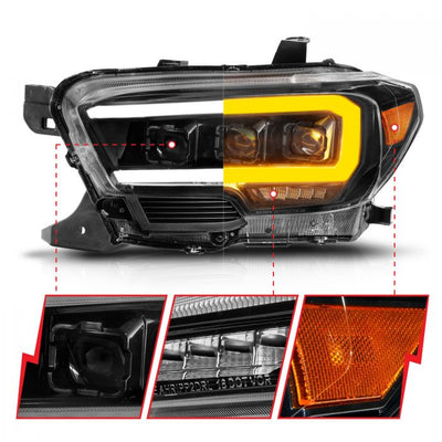 Toyota Projector Headlights, Toyota Tacoma Headlights, Toyota 16-22 Headlights, Projector Headlights, Black Projector Headlights, Anzo Projector Headlights