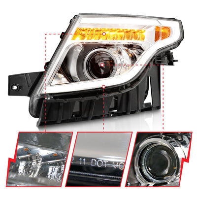 Ford Headlight Projector, Ford Explorer 11-15 Headlight Projector, Headlight Projector,  Headlight Projector Plank Style, Ford Chrome Headlight 
