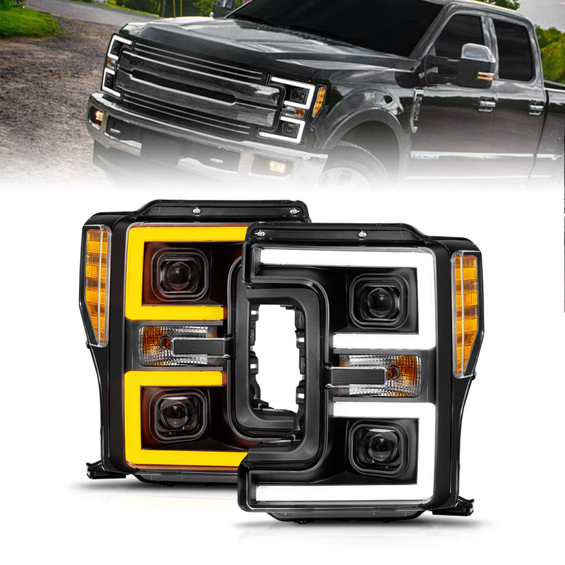 Ford Projector Headlights, Ford F-250 Headlights, Ford 17-19 Headlights, Ford F350 Headlights, Ford F450 Headlights, Projector Headlights, Black Projector Headlights, Anzo Projector Headlights    