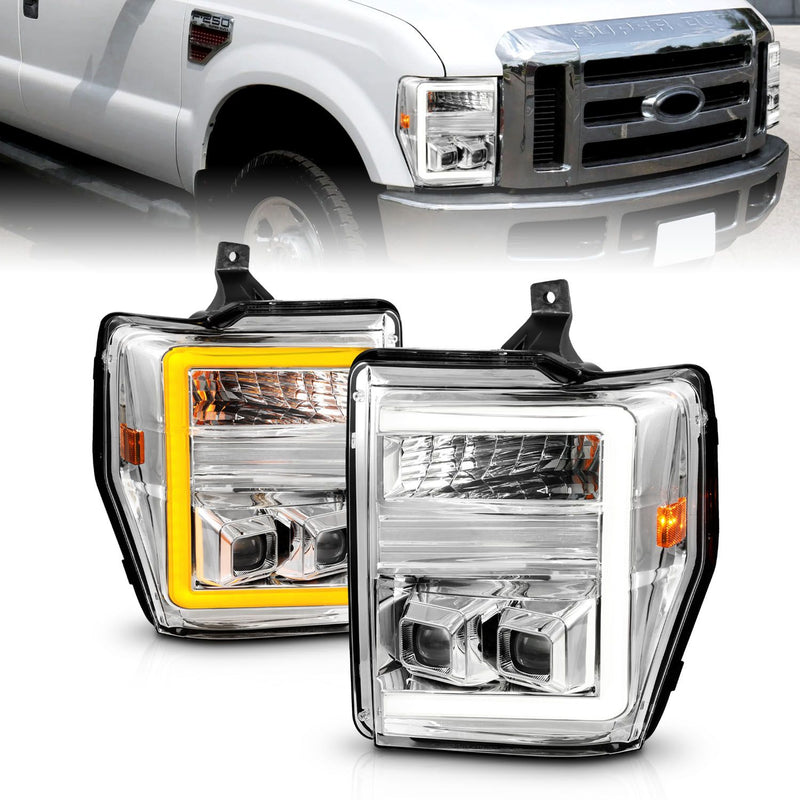 Ford Projector Headlights, Ford Super Duty Headlights, Ford 08-10 Headlights, Projector Headlights, Plank Style Projector Headlights, Chrome Projector Headlights, Anzo Projector Headlights