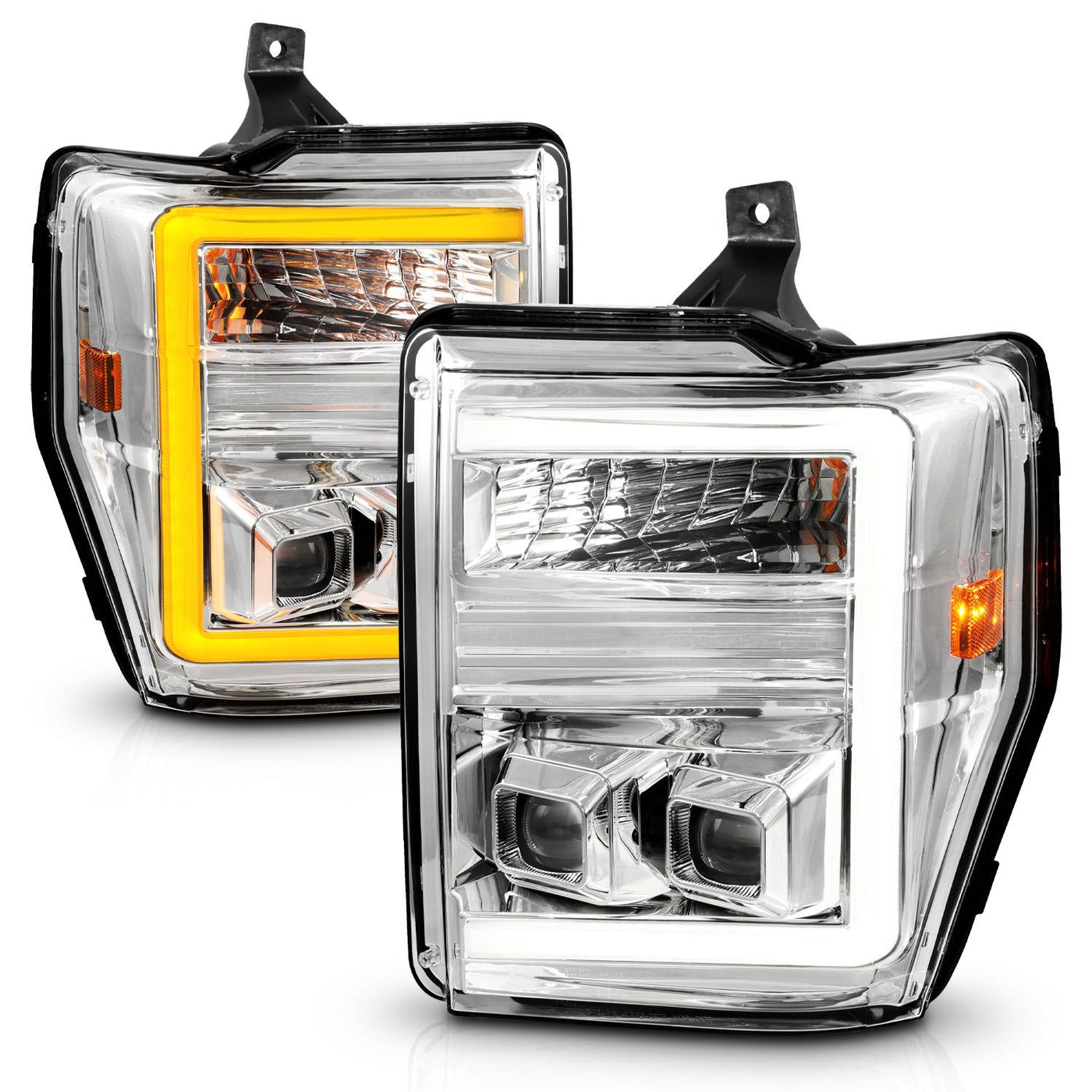 Ford Projector Headlights, Ford Super Duty Headlights, Ford 08-10 Headlights, Projector Headlights, Plank Style Projector Headlights, Chrome Projector Headlights, Anzo Projector Headlights