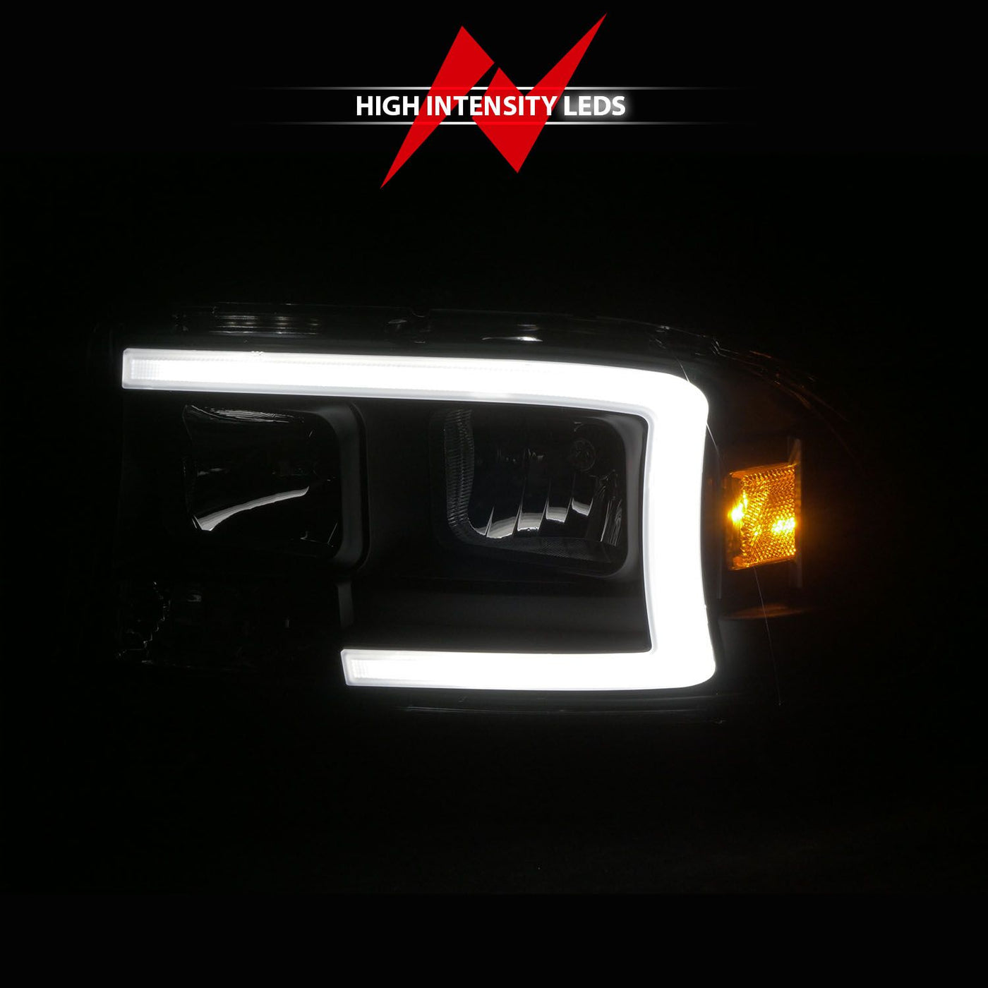 Dodge Dakota Headlights, 1997-2004 LED Headlights, Dakota LED Headlights, Durango LED Headlights, 1998-2003 LED Headlights, Plank Style Headlights, Black LED Headlights, Dodge Durango Headlights