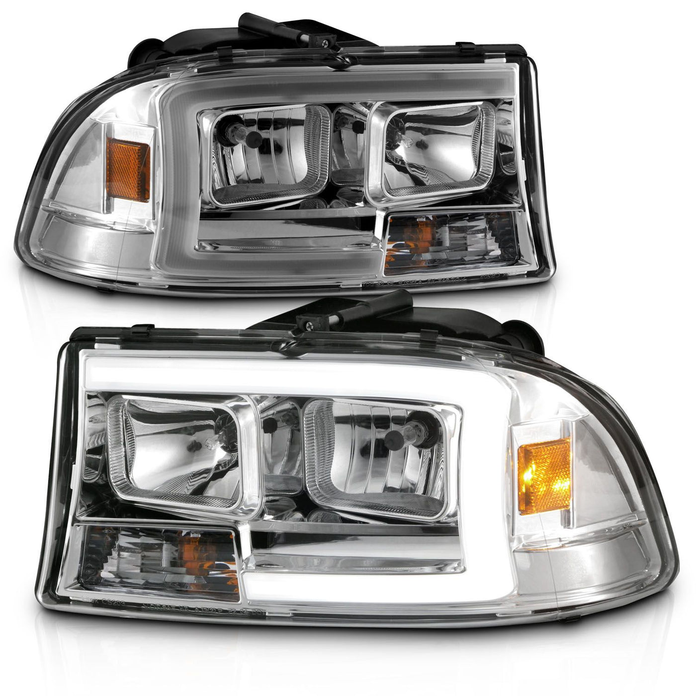 DODGE DAKOTA 97-04 / DURANGO 98-03 CRYSTAL PLANK STYLE HEADLIGHTS CHROME